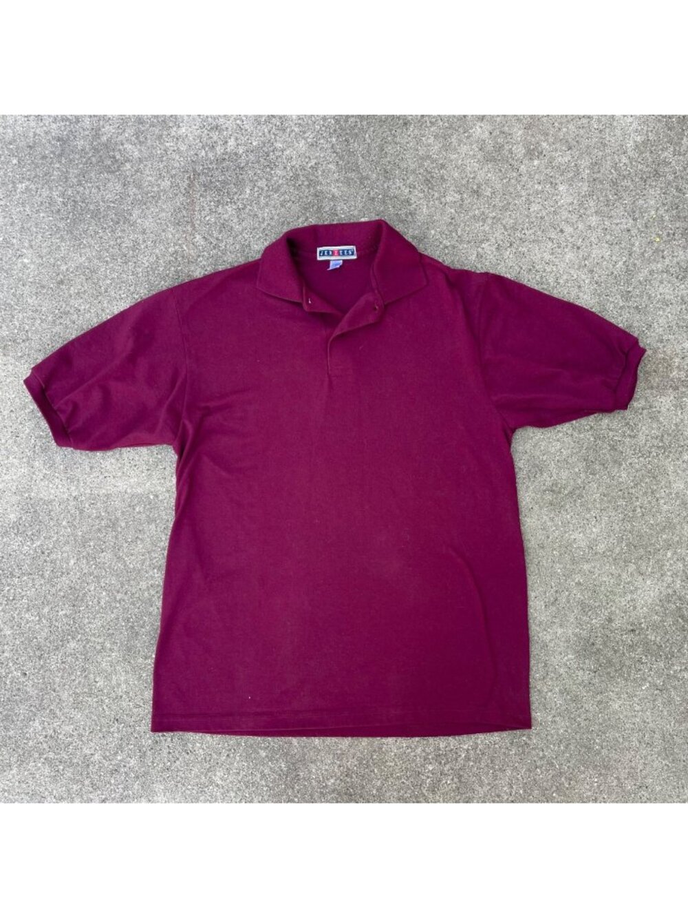 Vintage 90s Jerzees Polo Men M Burgundy Short Sleeve Grandpa Holiday Oxblood